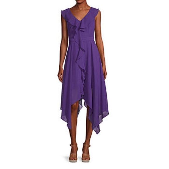 Premier Amour Sleeveless Deep Purple High-Low Fit & Flare Dress size 14 - Picture 1 of 14